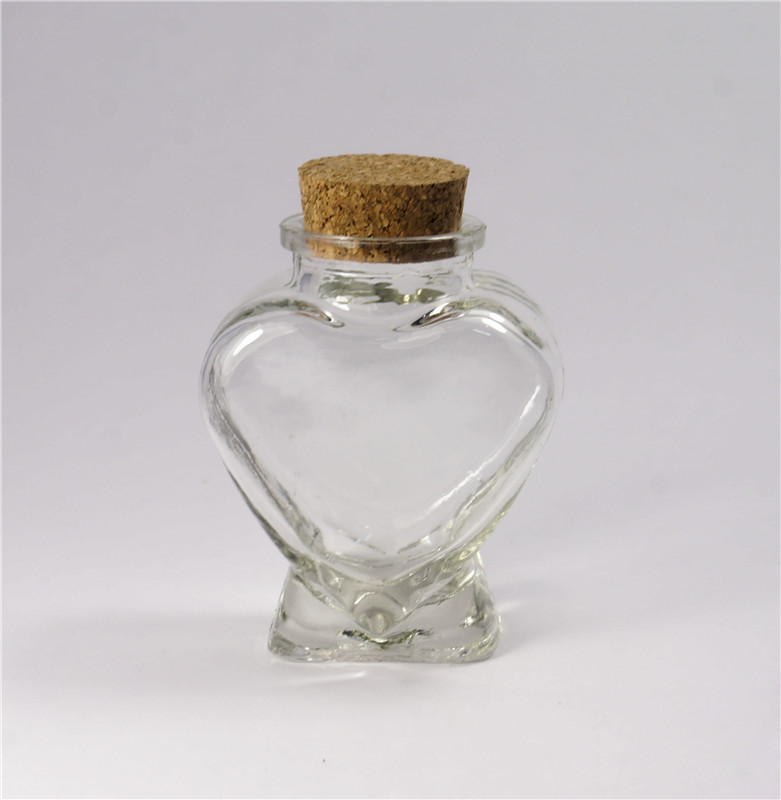 供应心形许愿瓶 心形玻璃瓶 心形装饰瓶 心形木塞瓶 心形手信瓶