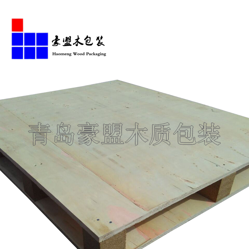青岛李沧单面胶合板木栈板生产直销 车间专业生产港口打托缠膜图片