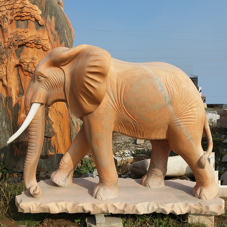 保定市晚霞红石雕大象门口石头象供应商家厂家