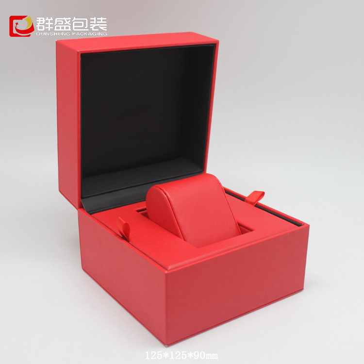 手表盒生产厂家订做 红色翻盖手表包装盒 翻盖手表盒图片