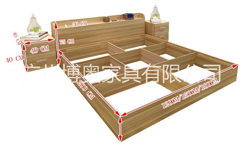 广州市板式床榻榻米床收纳高箱床厂家板式床榻榻米床收纳高箱床现代简约1.2/1.5/1.8双人床可定制