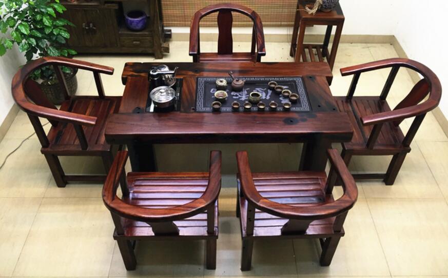 老船木茶桌椅组合中式复古实木茶桌个性简约小茶桌阳台户外小茶几