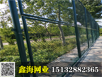 鑫海品牌50mm网孔4米高墨绿色球场围网，球场围栏图片