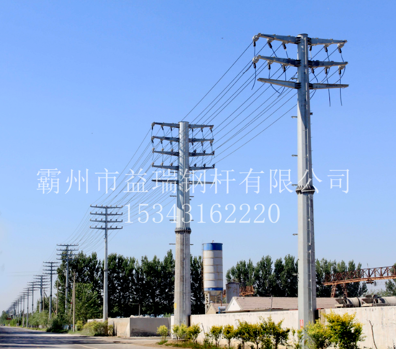 18米双回路10kv钢管杆益瑞钢杆批发 芜湖市电力钢管杆厂家图片