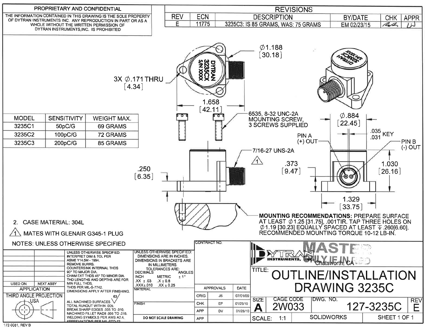 美国DT 3225E 高温加速度传感器