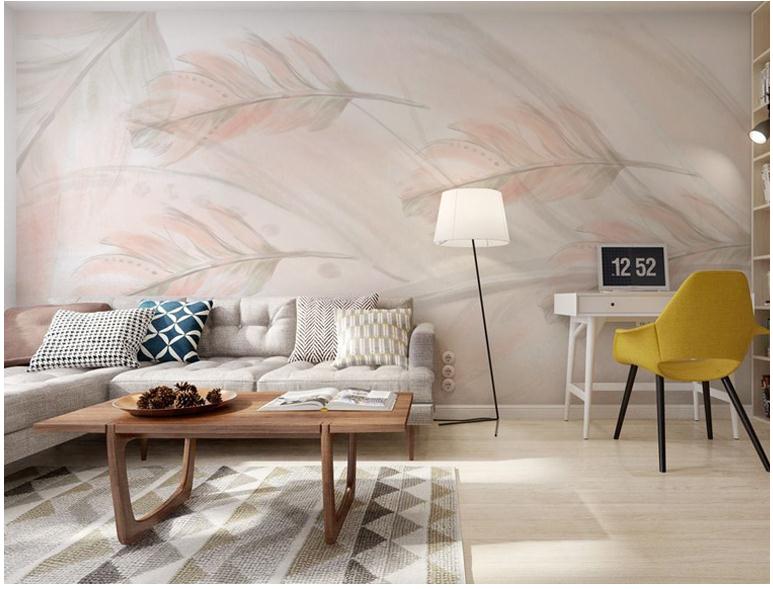 北欧卧室床背景墙墙纸现代简约温馨电视墙布客厅壁纸定制壁画壁布图片
