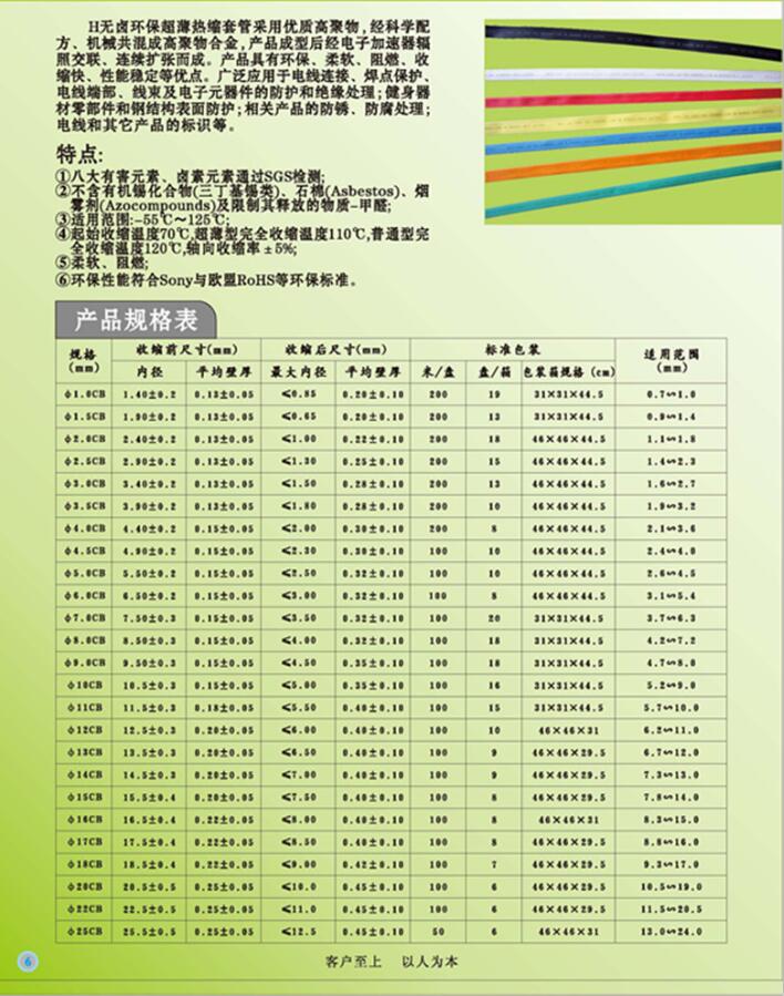 无卤环保阻燃热缩套管图片