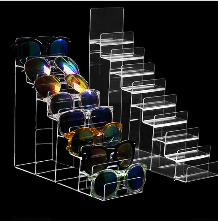 亚克力眼镜展示架有机玻璃眼镜陈列架三层五层七层眼镜架TByjj001眼镜专柜展示架图片