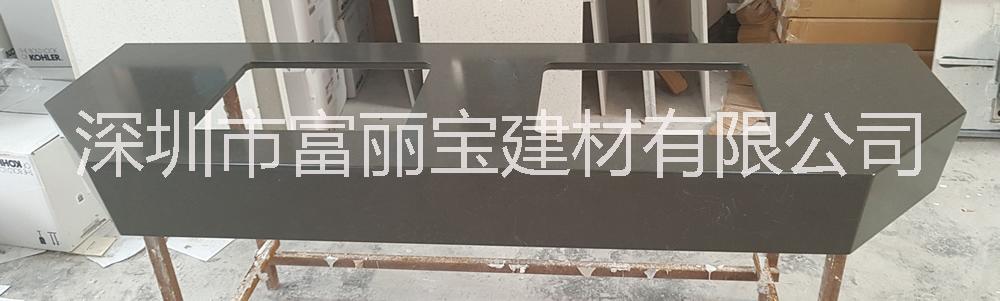 深圳厂家直供黑色花纹石英石橱柜台面 公寓酒店家庭厨房台面新款图片