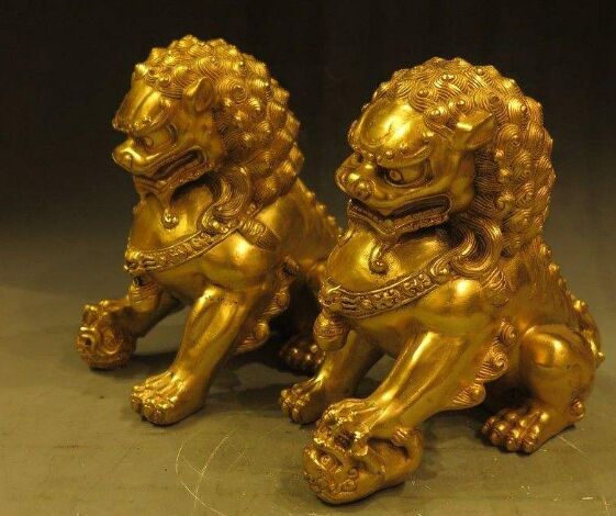 铜狮子门卫-铜狮子-博创雕塑图片