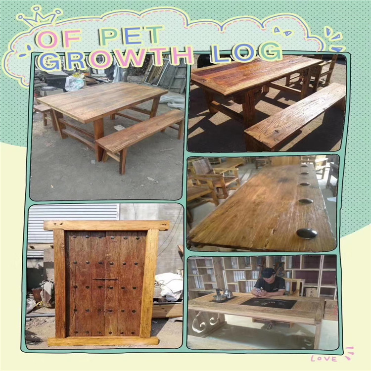 厂家直销老榆木家具定制门板桌椅博古架现货出售纹理清晰 老榆木家具  老榆木桌椅