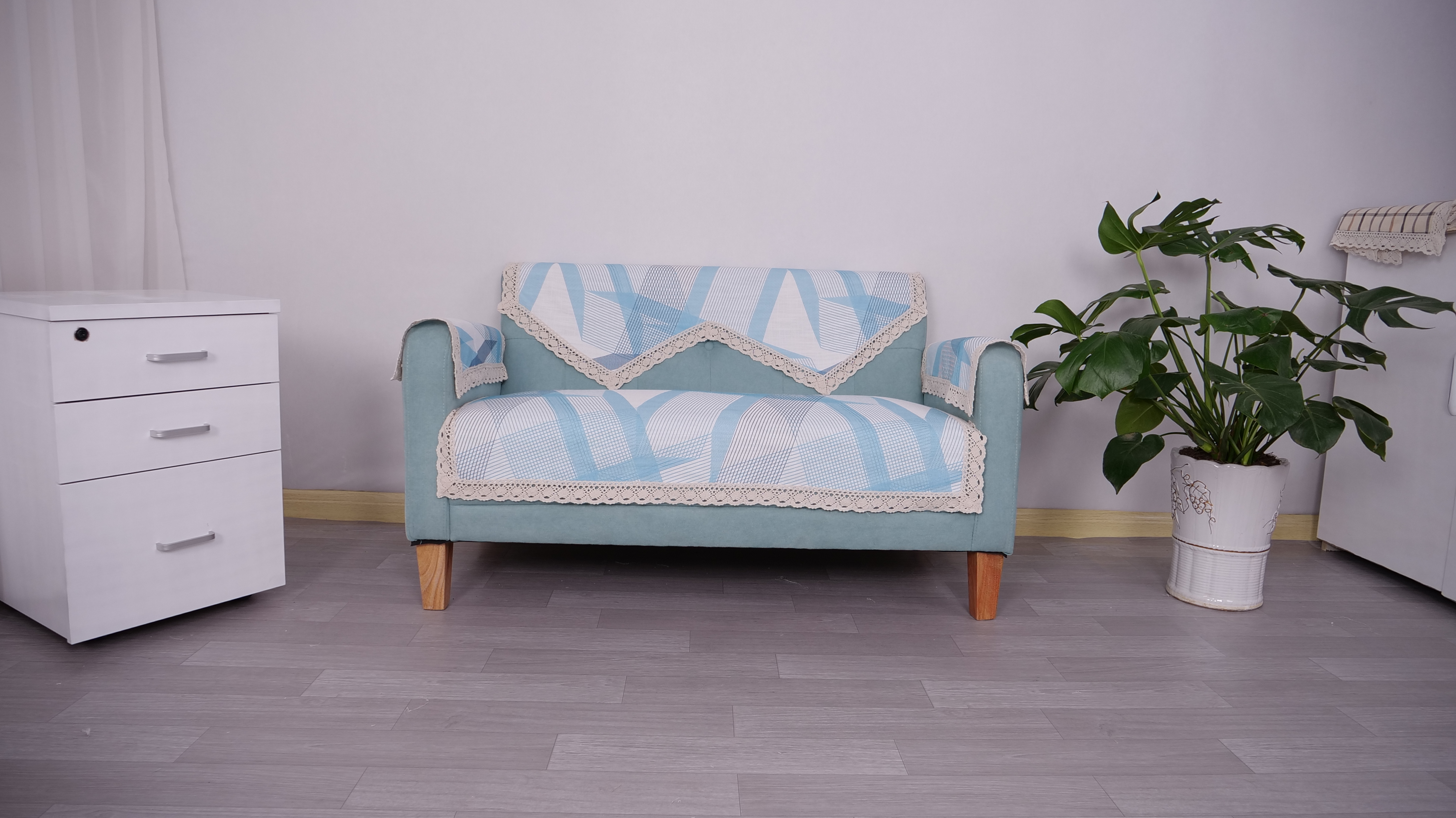 四季通用家装人工厂家批量定制 亚麻沙发巾沙发扶手沙发垫四件套图片