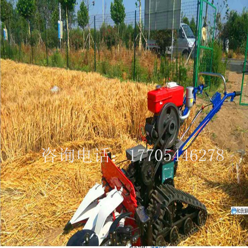 工厂生产小型手扶式小麦牧草艾草席草收割打捆机可以加履带水稻割捆机