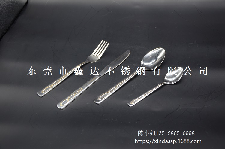 东莞市不锈钢餐具厂家不锈钢餐具刀叉勺 1010餐厅牛排刀叉定制 LOGO 西餐餐具刀叉套装