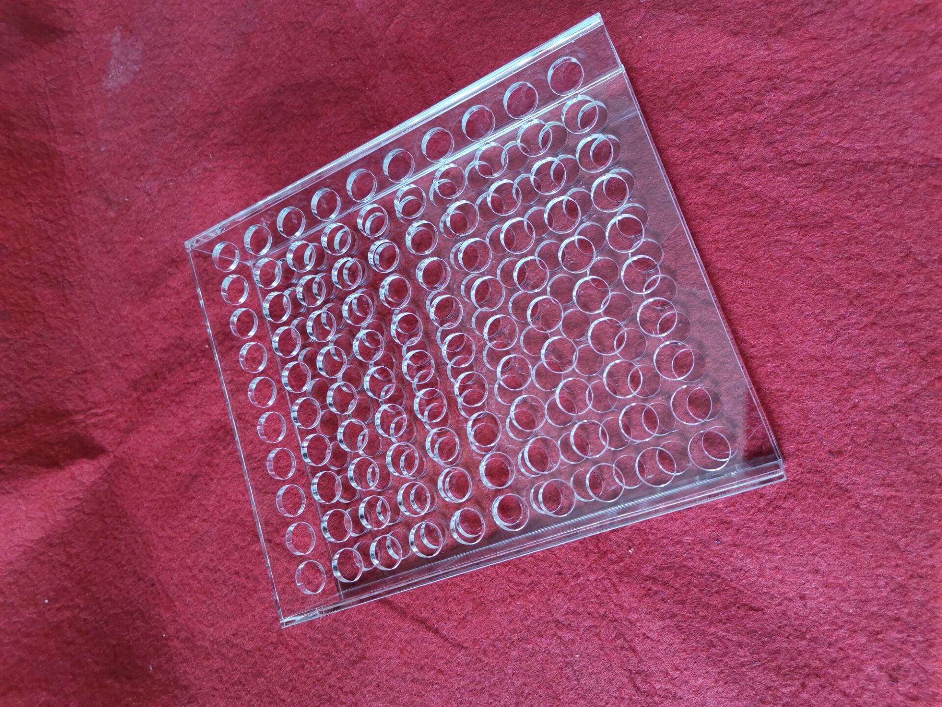 宁波安君定制加工亚克力有机玻璃塑料制品双层化妆工具展示架 100孔试管架图片