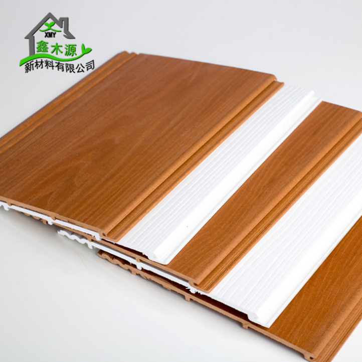 厂家直销生态木双浮雕板 室内塑木装饰护墙板PVC木塑200双圆板