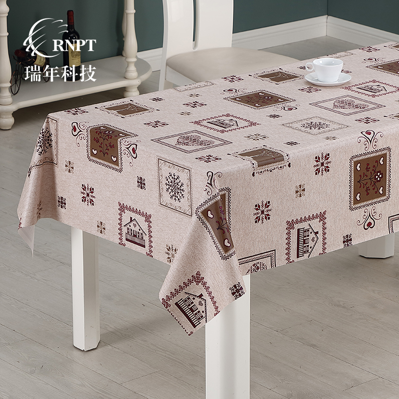 RNHS瑞年 厂家热销防水棉麻台布客厅茶几布长方形餐桌布PVC塑料台布