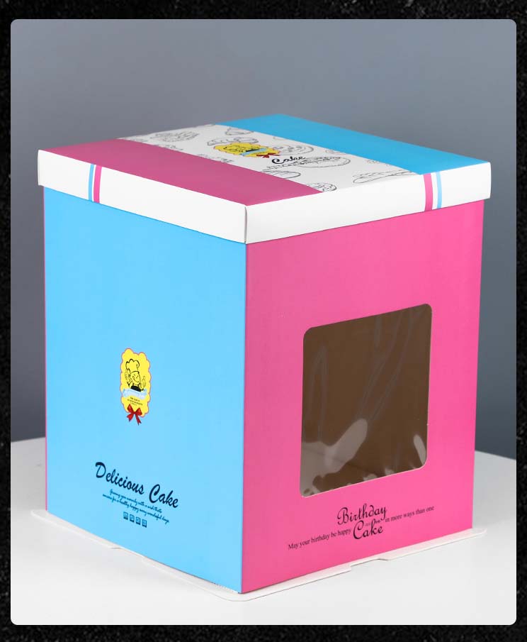 手提包装纸盒烘焙方形 生日蛋糕盒子6810121416寸 手提包装纸盒