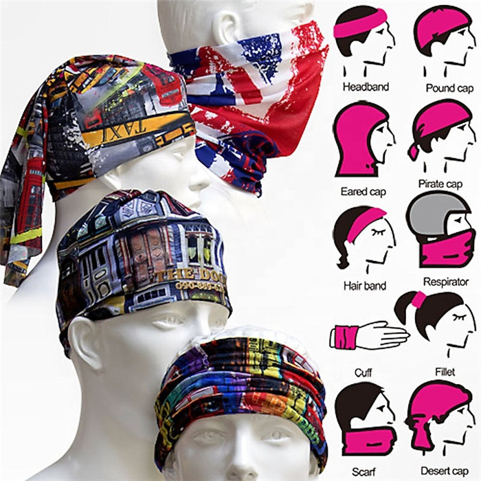 宁波景余针织帽子围巾手套工厂头巾印花运动遮面巾头带图片