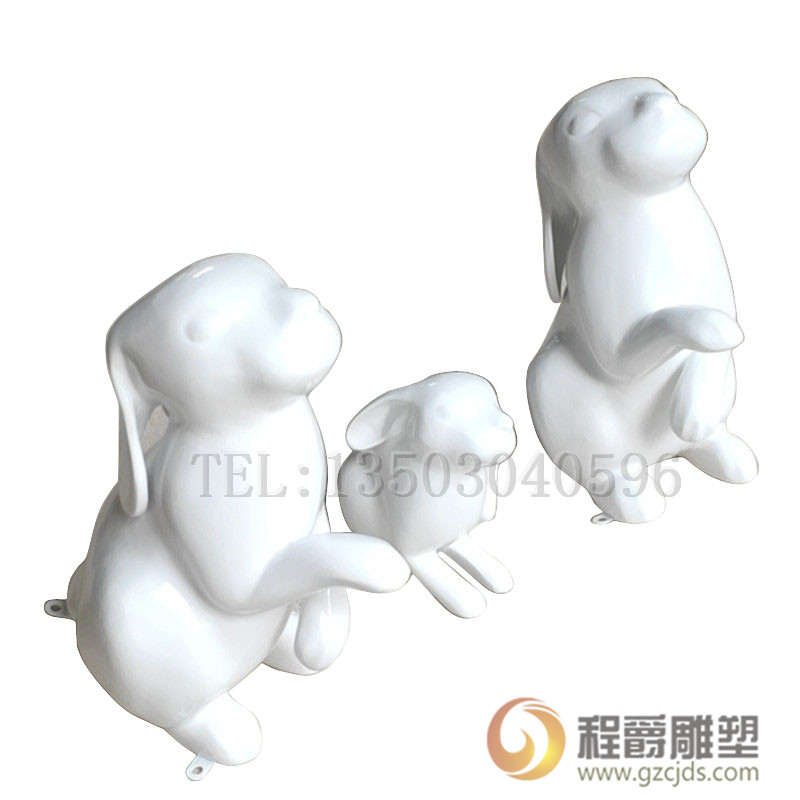 玻璃钢小白兔雕塑玻璃钢仿真动物雕塑 可爱小白兔 玻璃钢小白兔雕塑 园林 小区 公园 草坪装饰摆件 厂家定制