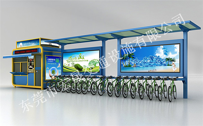 广东共享自行车亭棚厂家，单车亭棚直销订做。图片