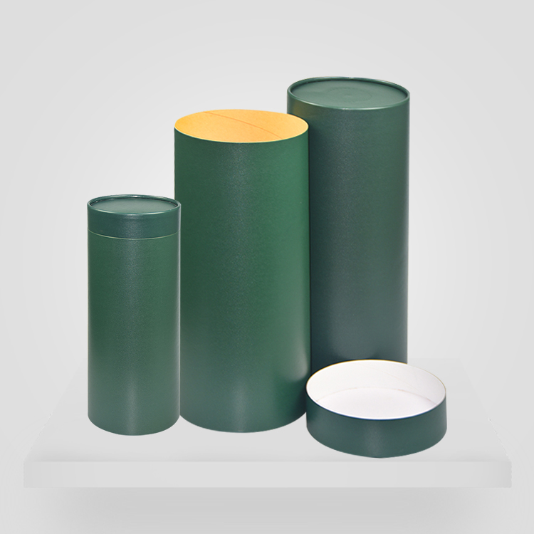 东莞市绿色纸罐厂家YB120707 定做绿色纸罐通用圆筒特种纸茶叶罐酒罐包装纸筒圆形