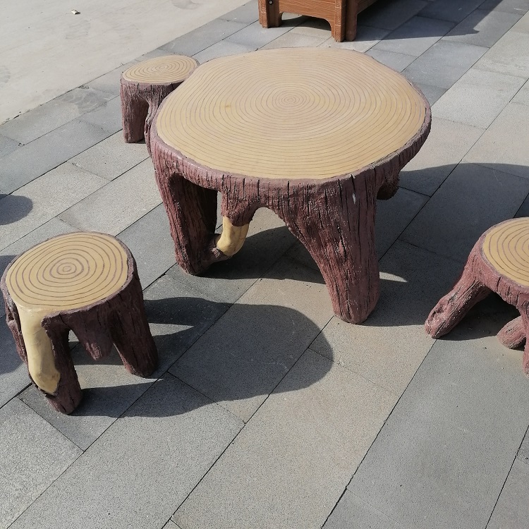 山东德州供应仿木桌椅 水泥预制桌椅生产 多种规格 样式可选