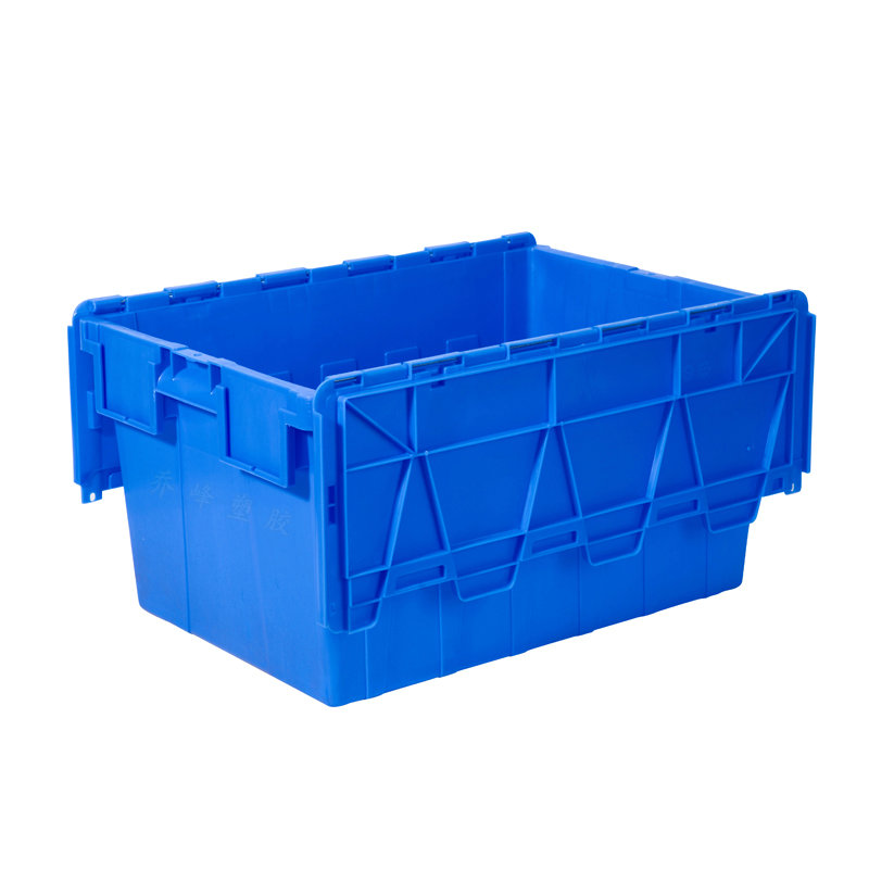 供应 1#物流箱600*400*300  配盖物流箱 翻盖可重叠箱 全新料物流胶箱 超市物流箱图片