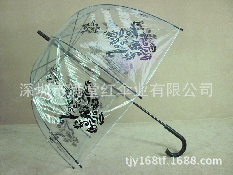 直杆透明伞厂家定制双层防风高尔夫伞 23寸双层长柄透明PVC伞 长柄雨伞图片
