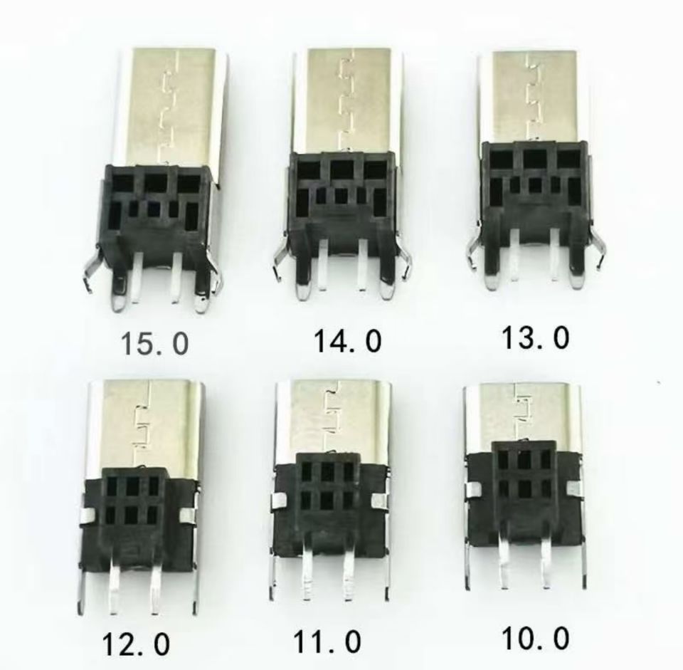 MICRO  2P直插母座  10.011.012.013.014.015.0直弯脚 加长垫高型USB图片
