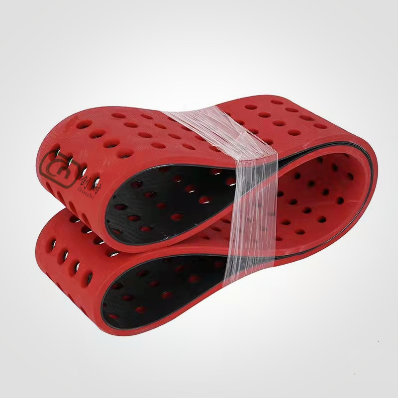 定制 橡胶红色打孔输送带吸风机输送带 橡胶同步带打孔输送带