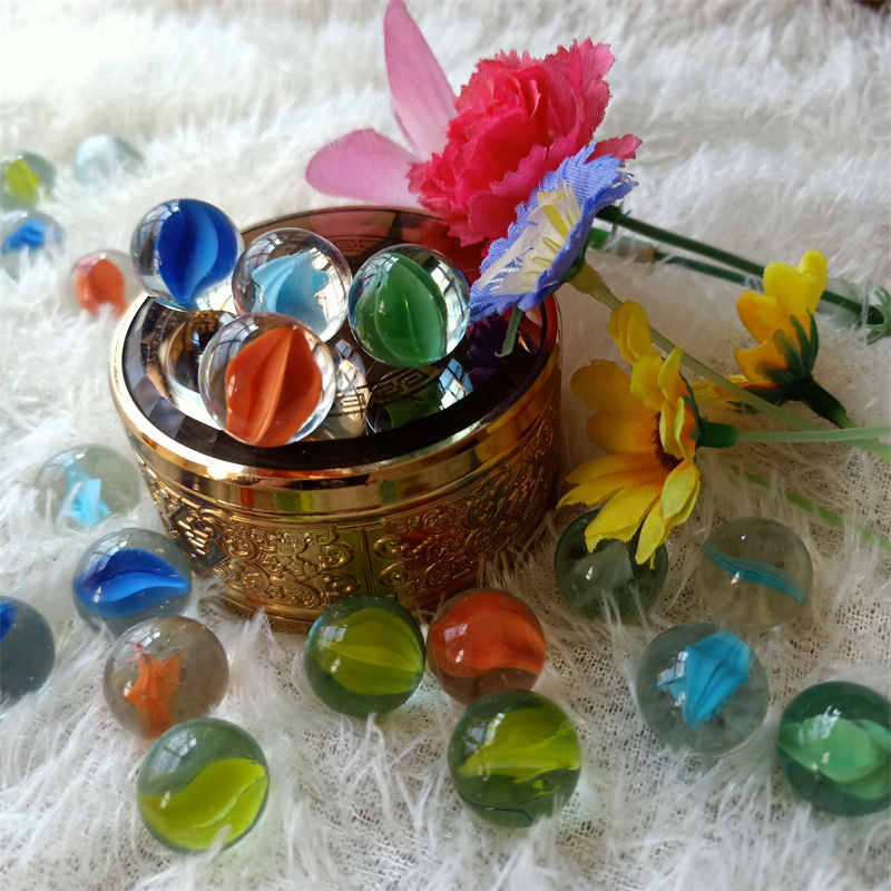 儿童游戏玻璃弹珠 鱼缸水族造景玻璃球 园艺花卉盆栽铺面花瓣弹珠球