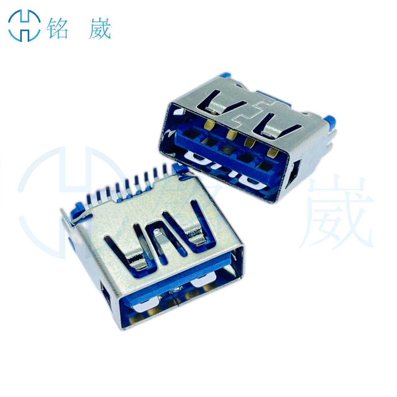 USB3.0A母立式9P立贴180度立式贴片SMT 短体11.5mm 蓝胶