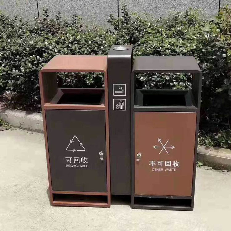 地产园林设施配套厂现货垃圾桶 镀锌钢不锈钢垃圾箱定制图片