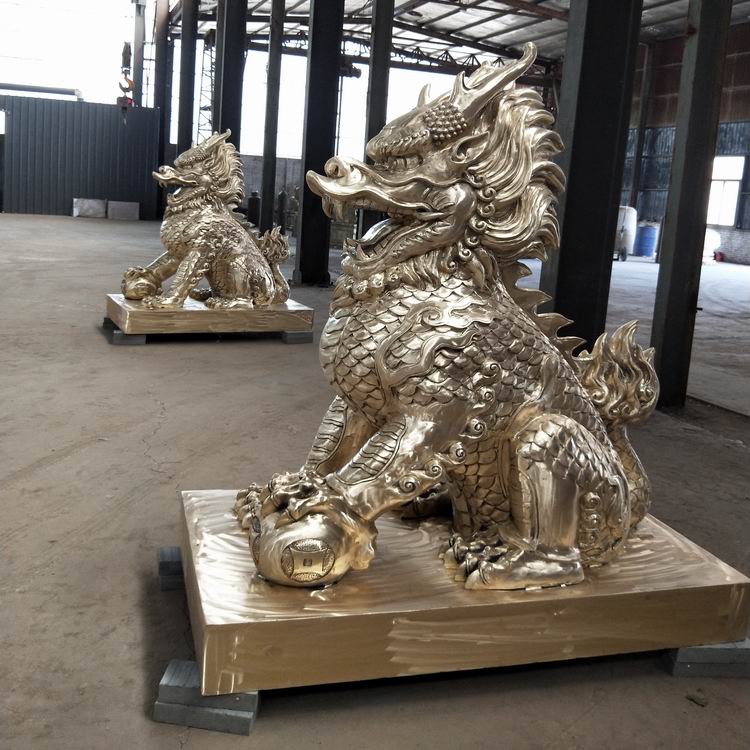 大型铜雕麒麟，铸铜麒麟，动物雕塑厂图片