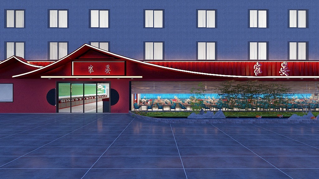 餐饮酒店装修设计公司分享1000平国潮风酒楼装修设计，到处充满喜庆与红火图片