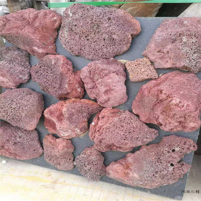 火山岩碎拼厂家 天然火山岩玄武岩 红色火山石岩浆岩图片